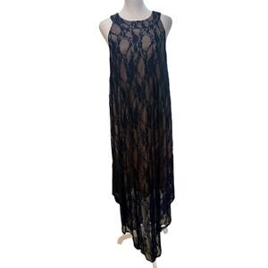 Love Squared Navy/Nude Lace‎ Hi Lo Halter Neck Cocktail Dress Size 1X NWT
